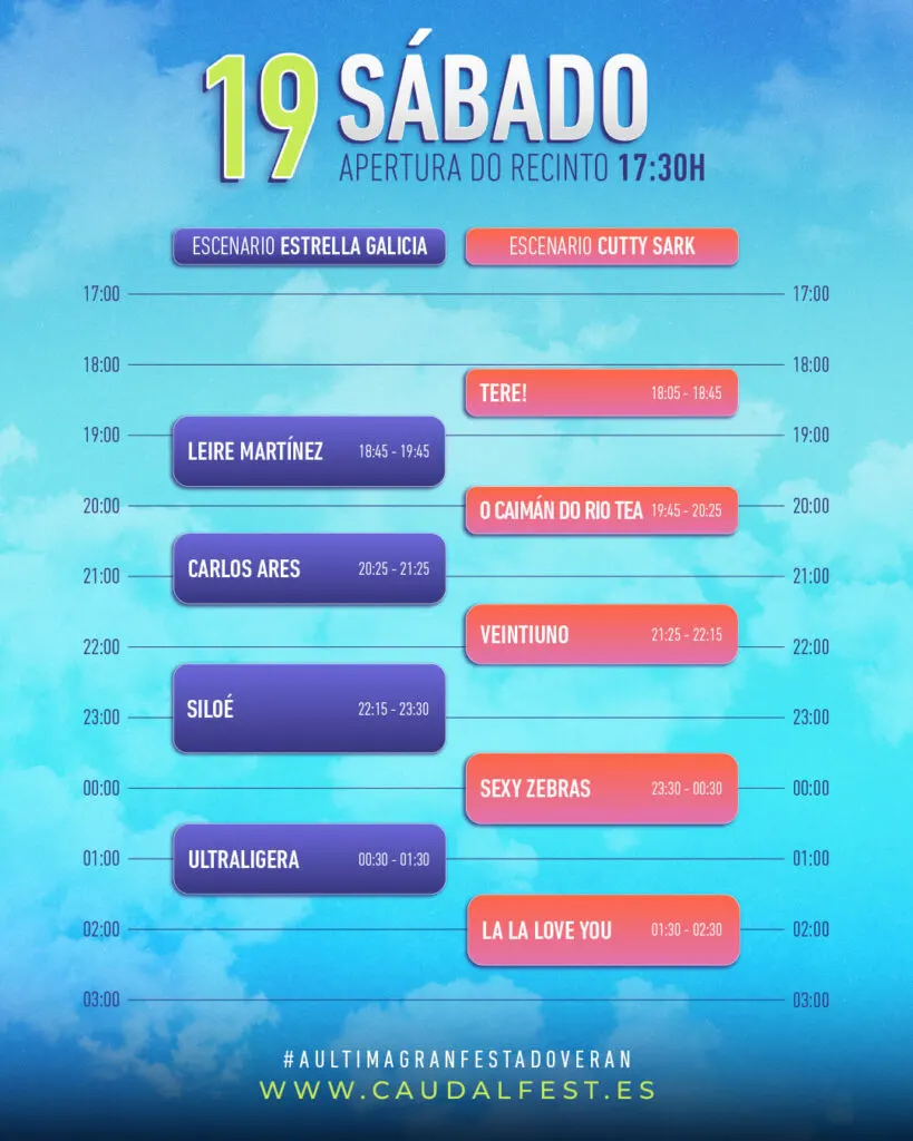Horarios del sábado 19 de septiembre de Caudal Fest 2026