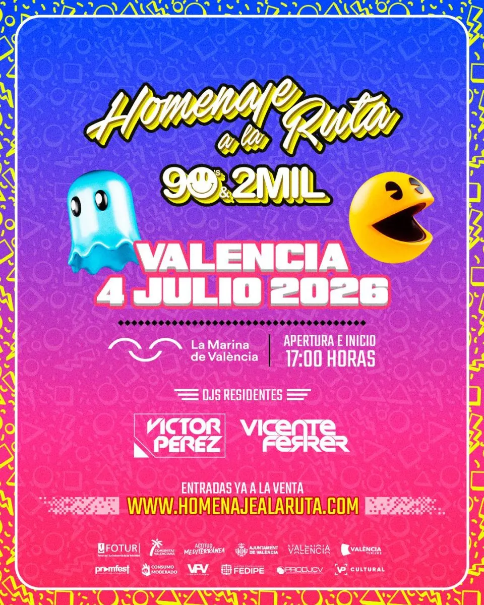 Cartel de Homenaje a la Ruta 90s y 2MIL Valencia 2026