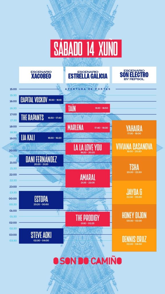 horarios oficiales de actuación para O Son do Camiño 2025