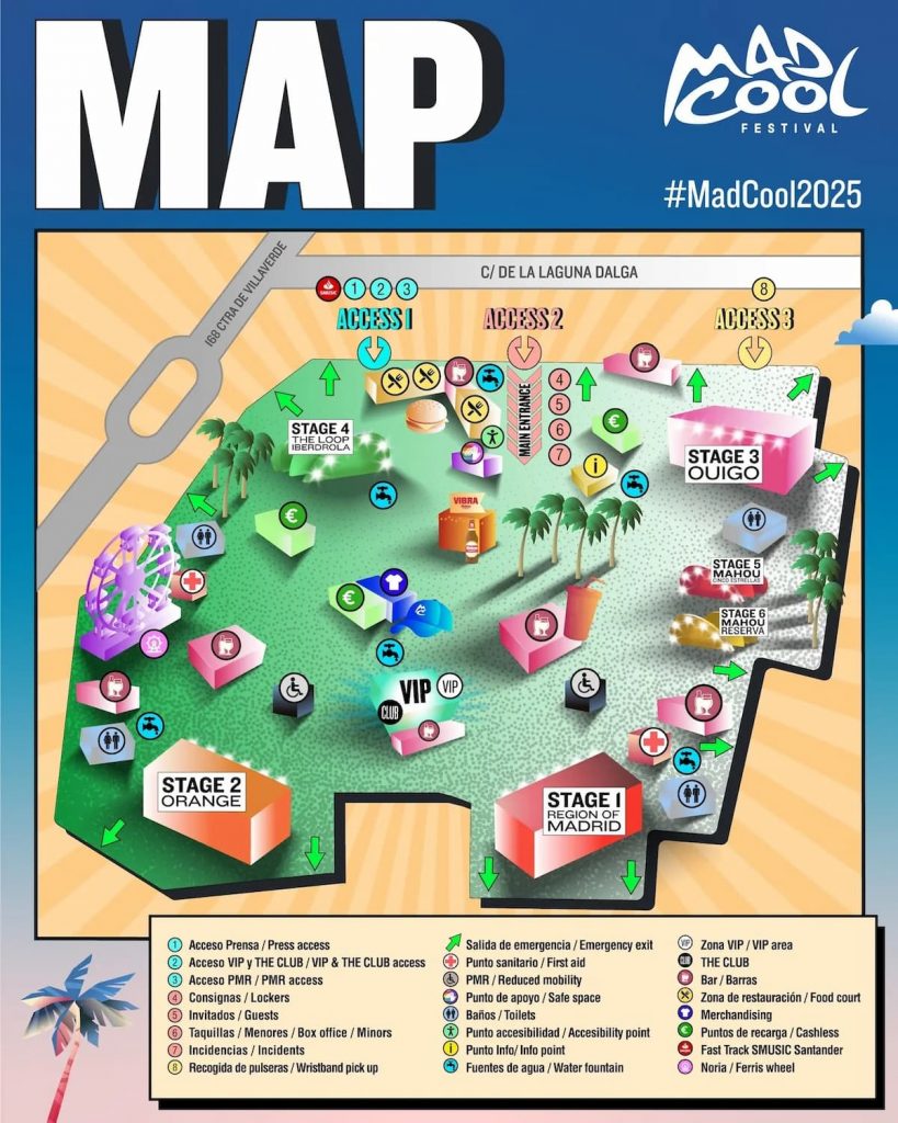 Mad Cool Festival 2025 publica el mapa oficia