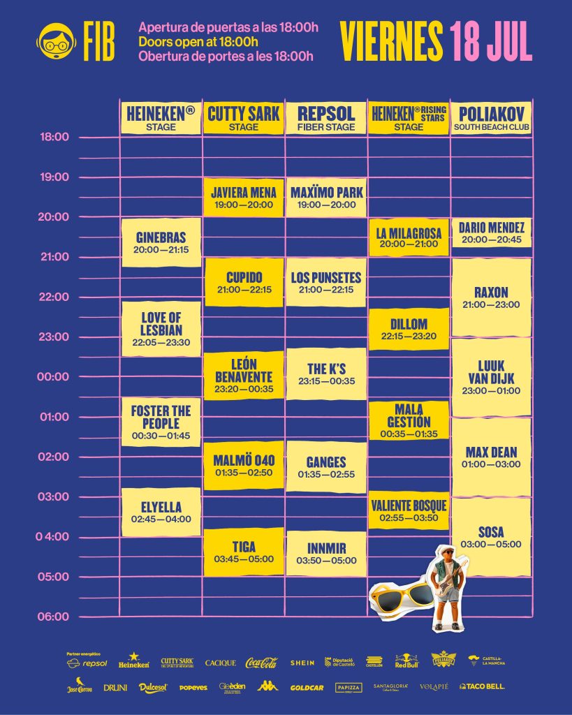 horarios FIB 2025 Viernes definitivos
