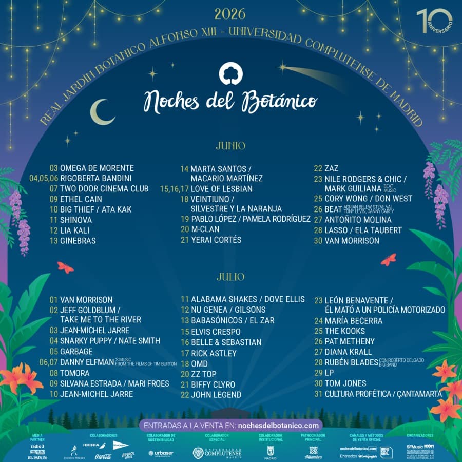cartel completo noches del botanico 2026