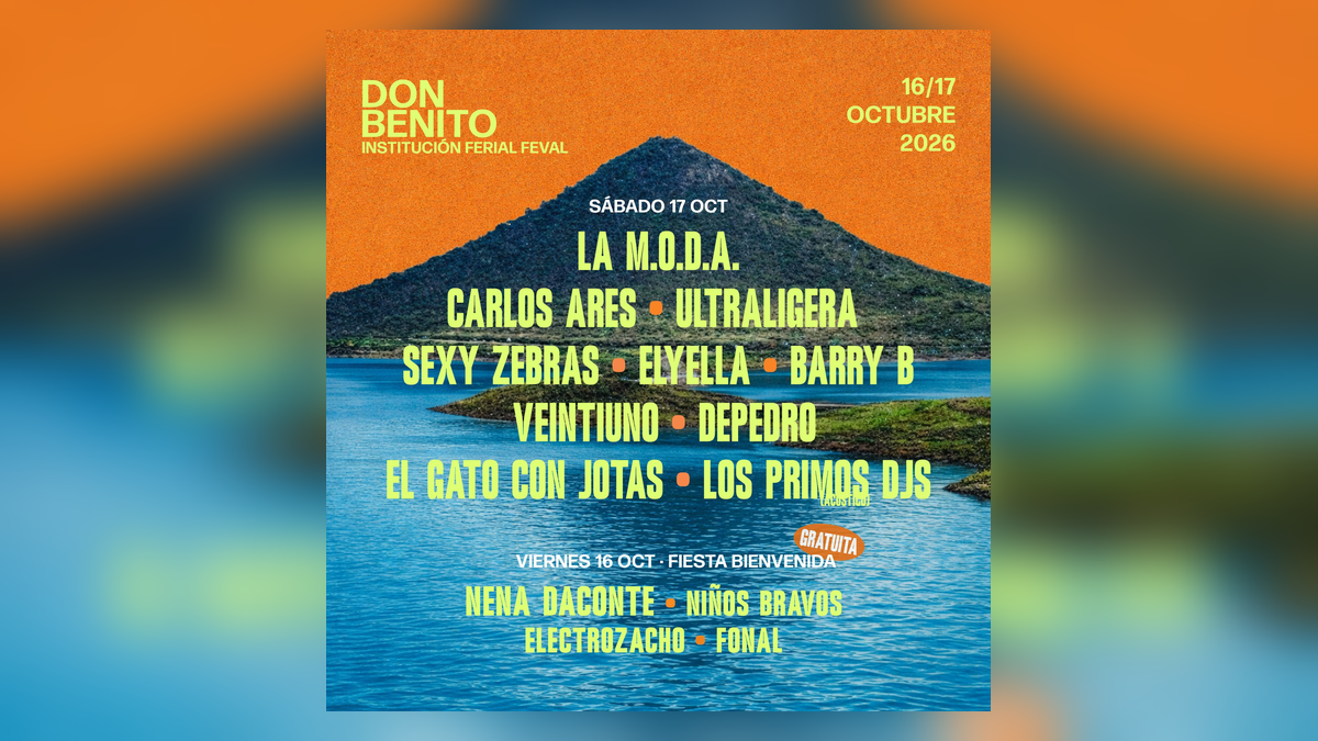 Cartel de Contempopranea 2026 con artistas como La M.O.D.A., Carlos Ares, Sexy Zebras y Nena Daconte en Don Benito.