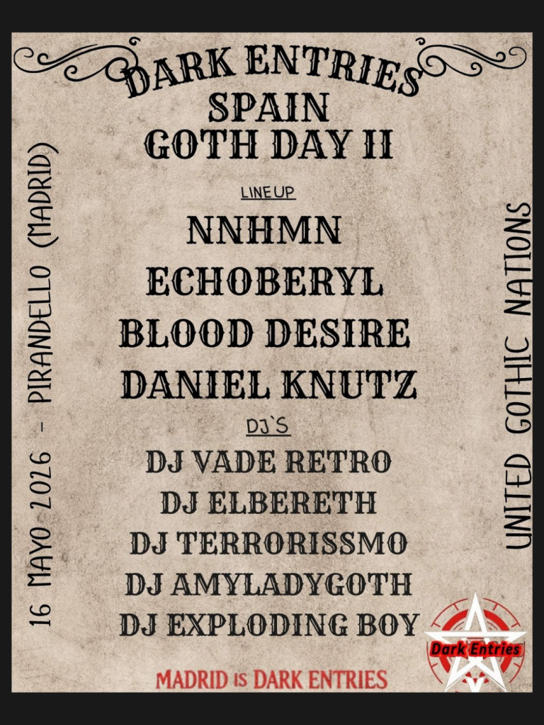 Flyer de NNHMN para Spain Goth Day Fest 2026 en Madrid