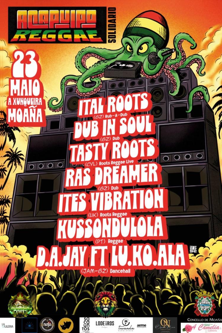 Cartel de Acapulpo Reggae Solidario 2026 en Moaña