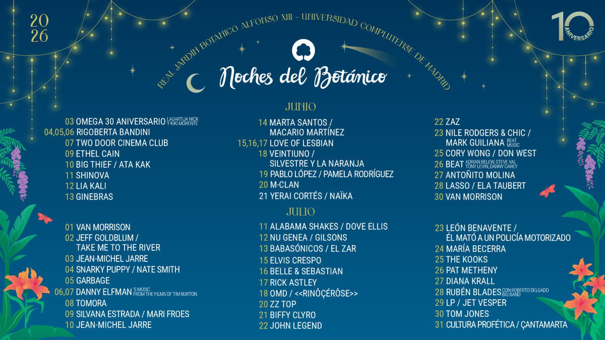 Cartel completo de Noches del Botánico 2026