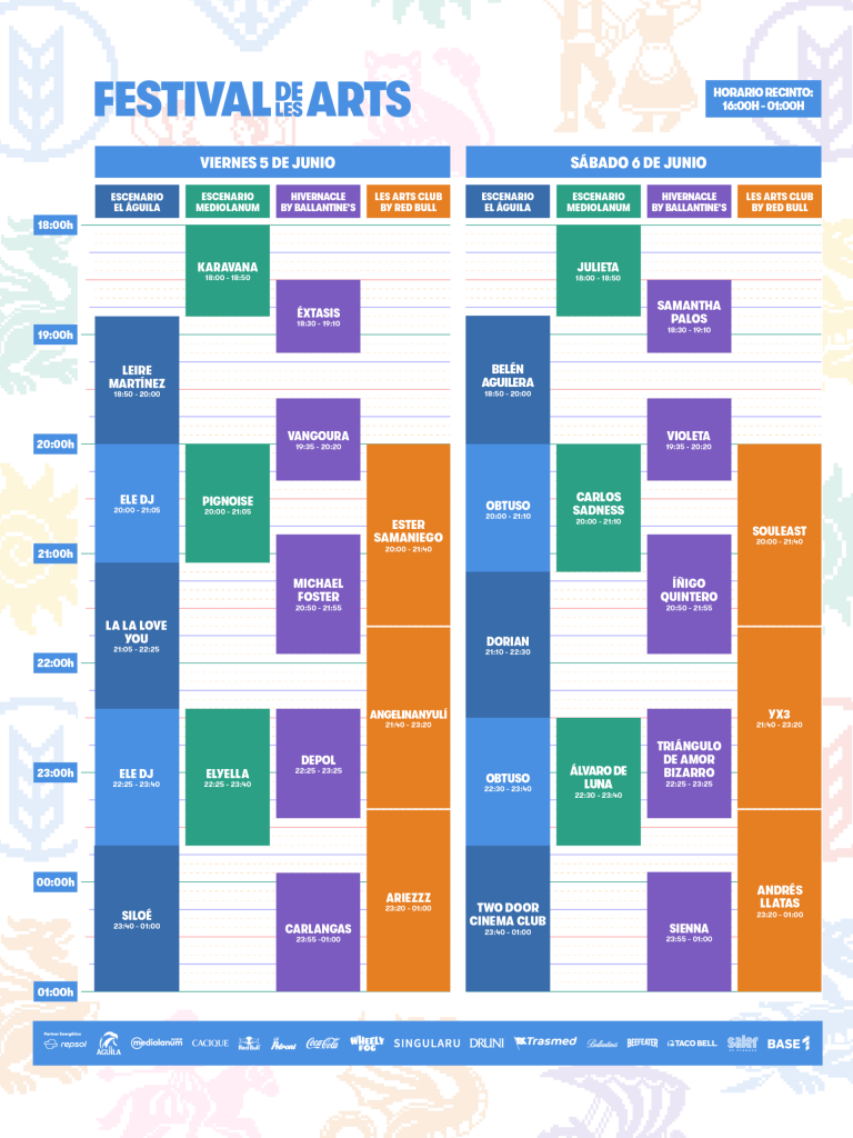 Horarios por escenarios de Festival de Les Arts 2026