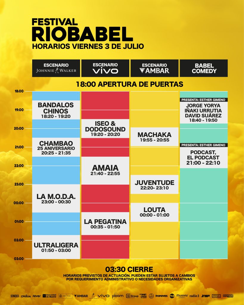 Imagen destacada de Río Babel 2026 a partir de sus horarios oficiales