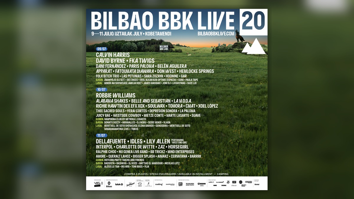 Cartel oficial de Bilbao BBK Live 2026 con reparto por días