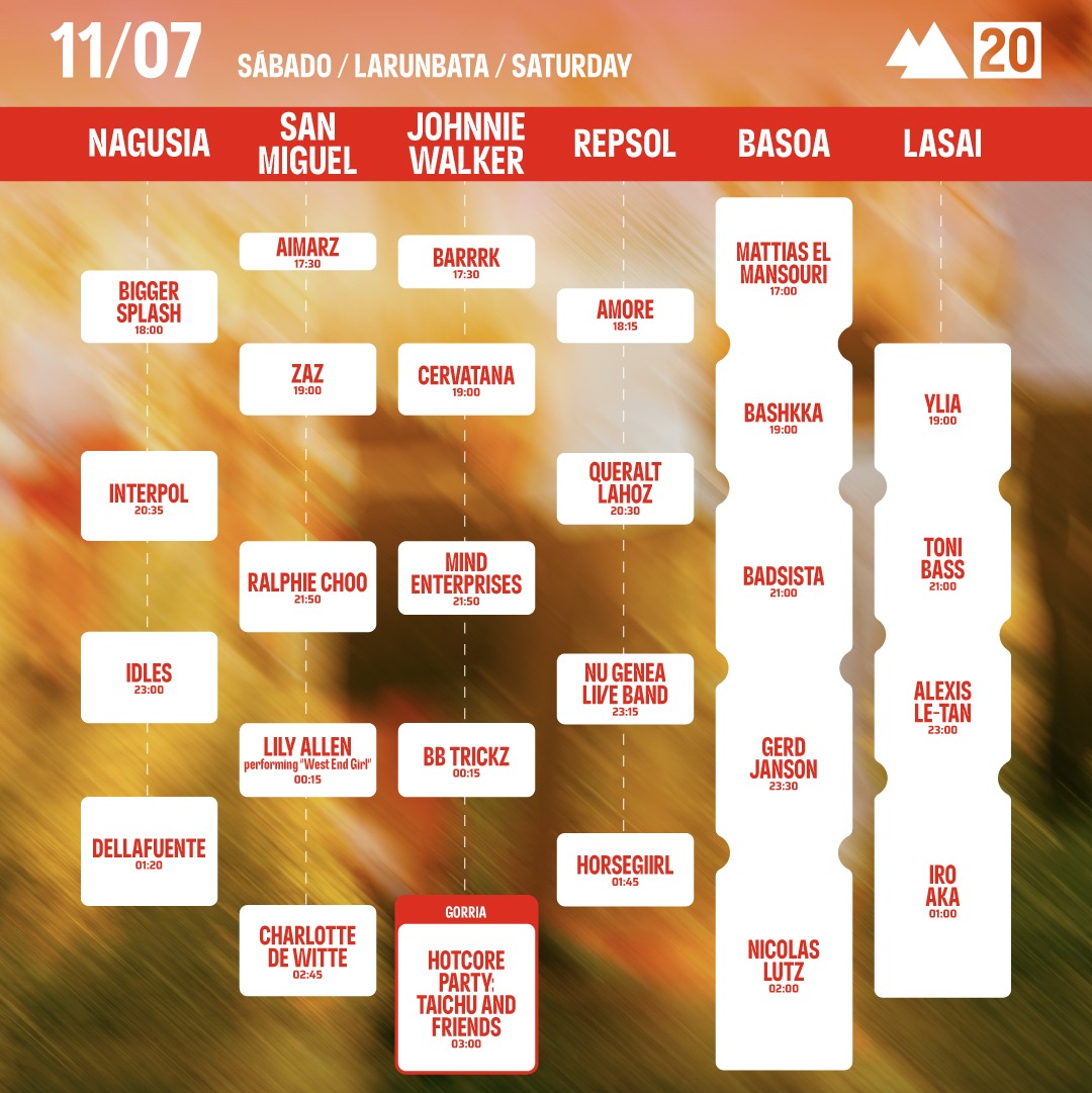 Horarios oficiales del sábado 11 de julio en Bilbao BBK Live 2026