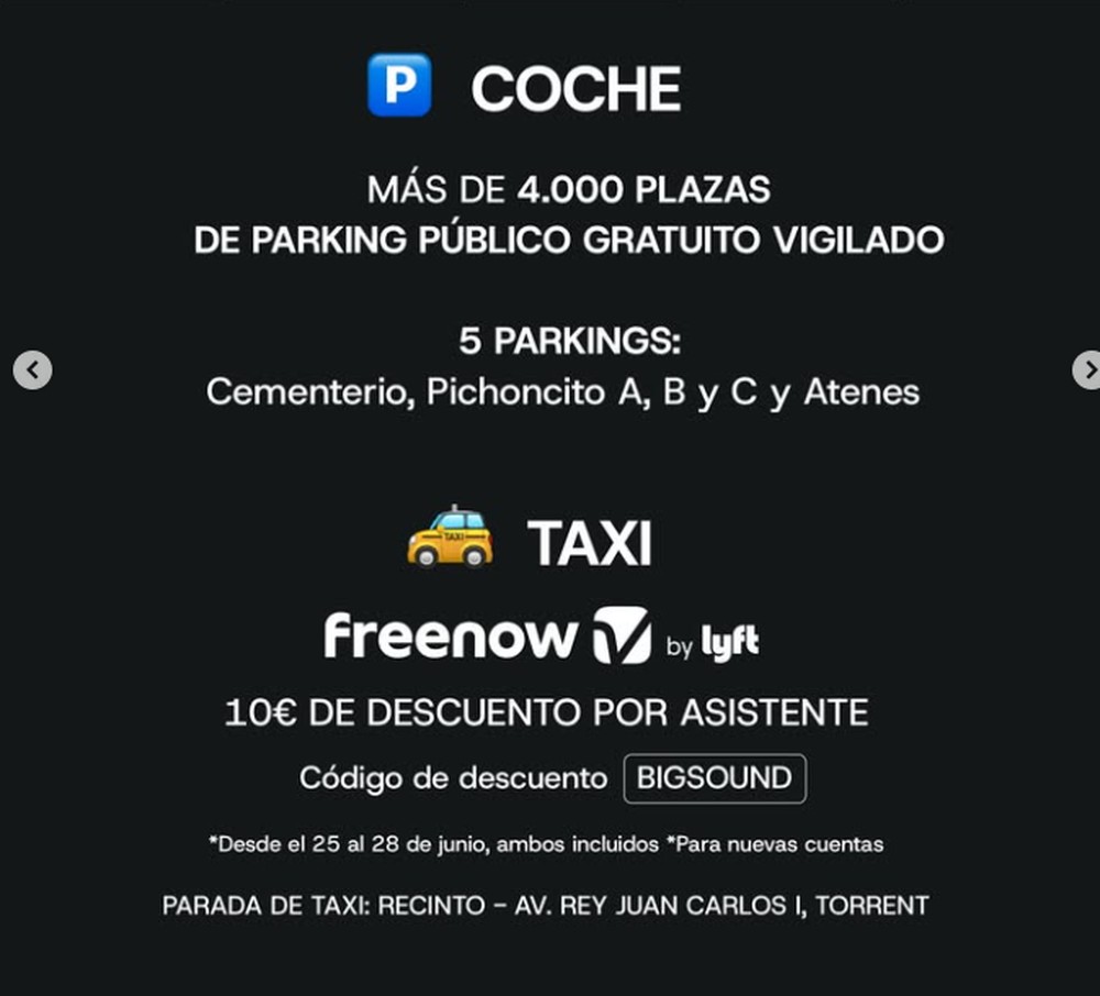 Opciones de coche, parkings y taxi para BIGSOUND Valencia 2026