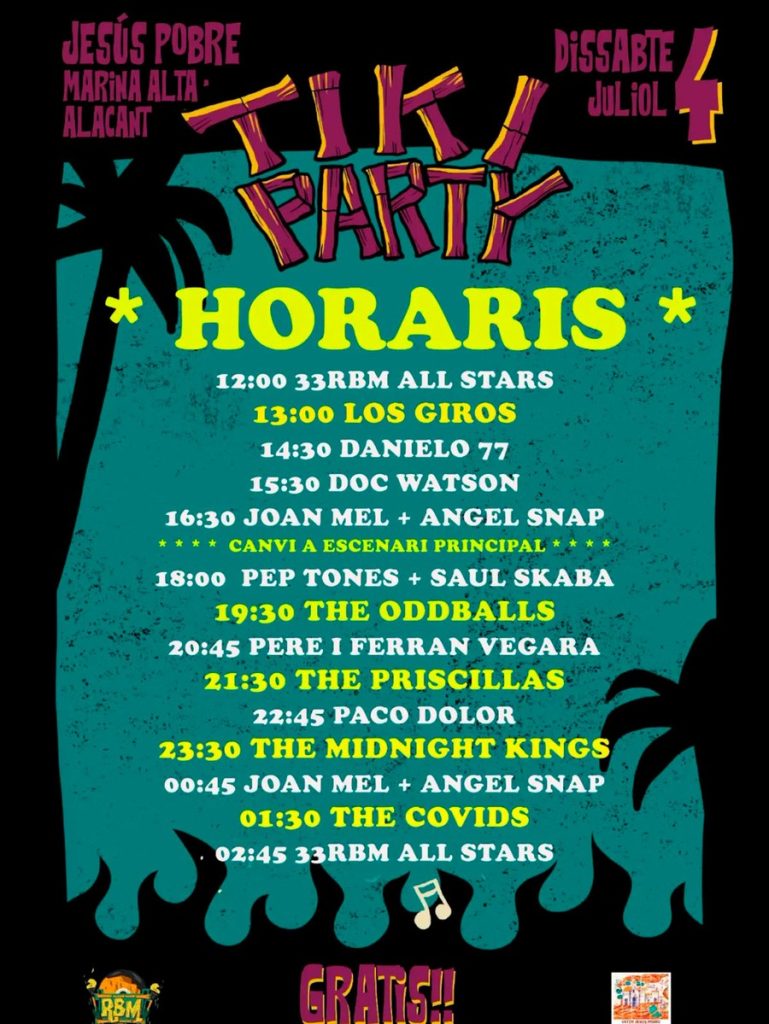 Horarios de Tiki Party 2026 en Jesús Pobre