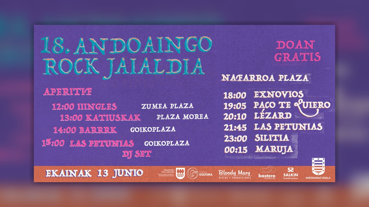 Horarios oficiales del Festival de Rock de Andoain 2026