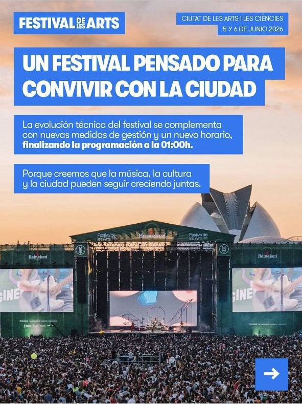 Festival de Les Arts 2026 explica el nuevo horario y su convivencia con la ciudad
