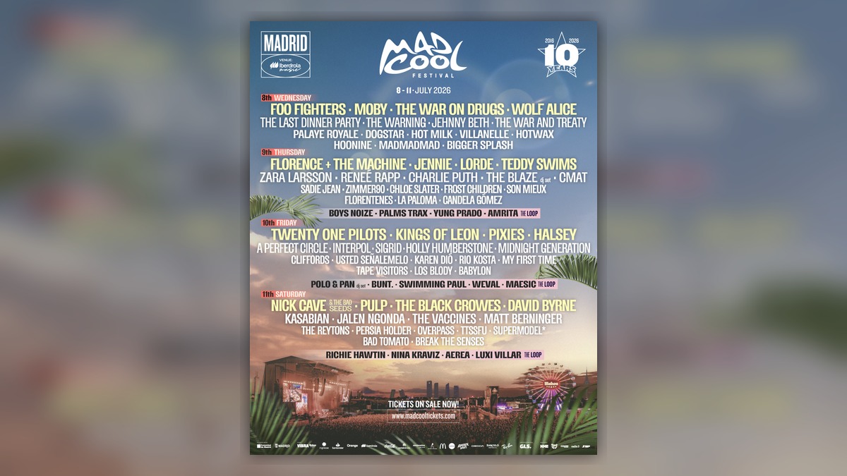 Cartel oficial de Mad Cool Festival 2026 en Madrid