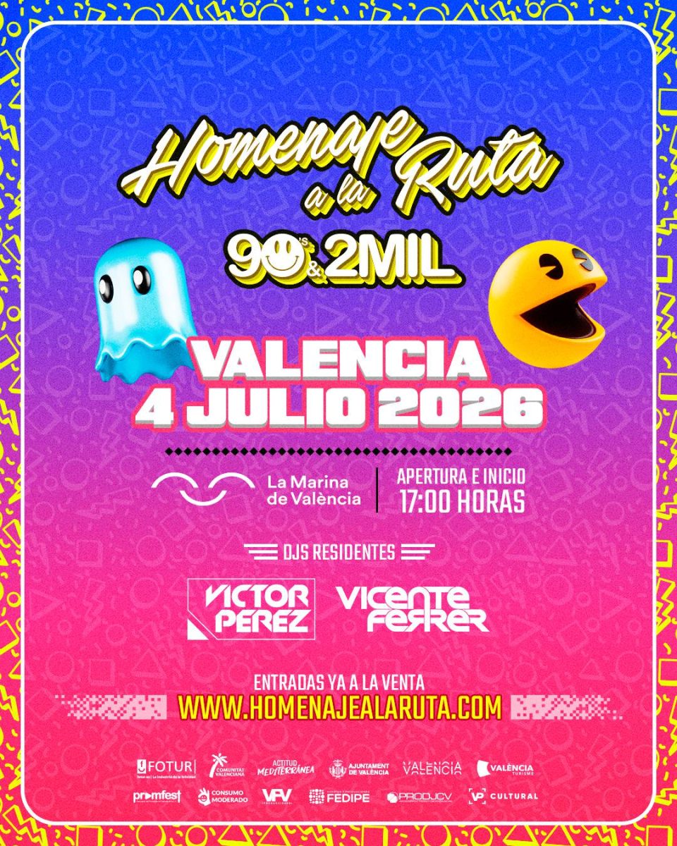 Cartel de Homenaje a la Ruta 90s y 2MIL Valencia 2026