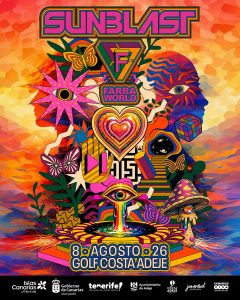 Creatividad oficial de Sunblast Festival 2026 con fecha del 8 de agosto en Golf Costa Adeje
