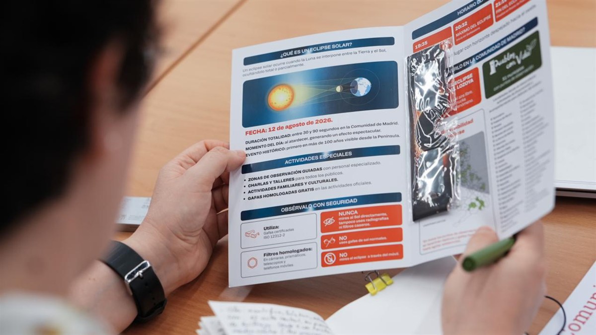 Material informativo para observar con seguridad el eclipse solar del 12 de agosto de 2026
