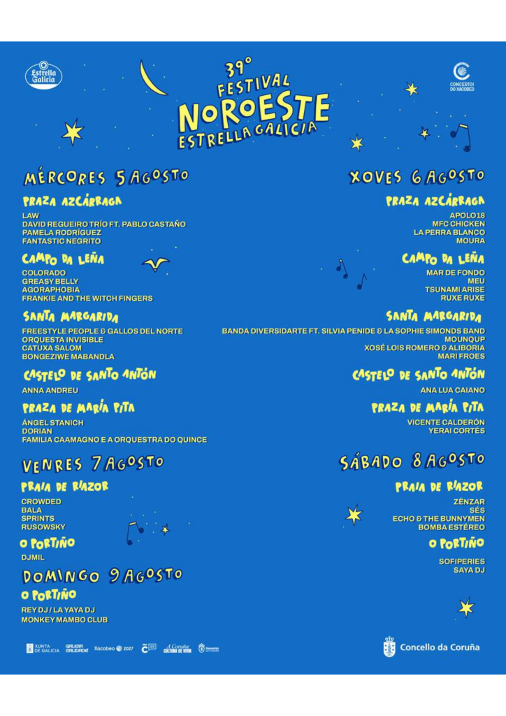 Programa oficial por días y escenarios del Festival Noroeste 2026