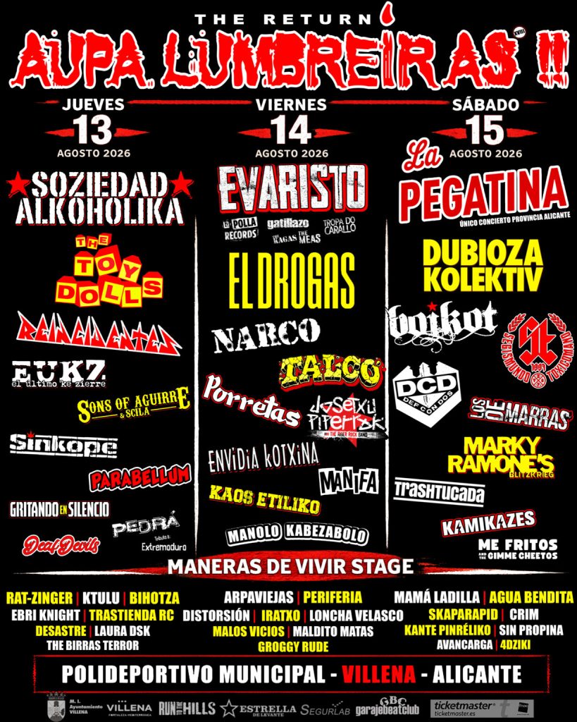 Cartel completo de Aúpa Lumbreiras 2026