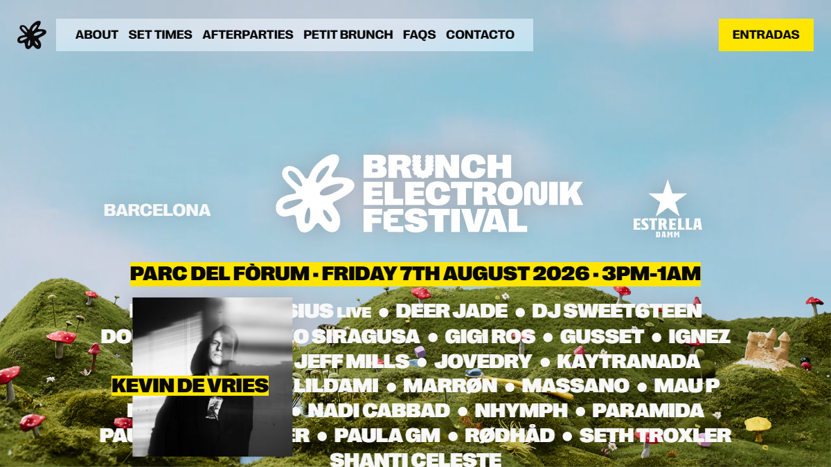 Programa oficial del viernes de Brunch Electronik Festival 2026 en Barcelona
