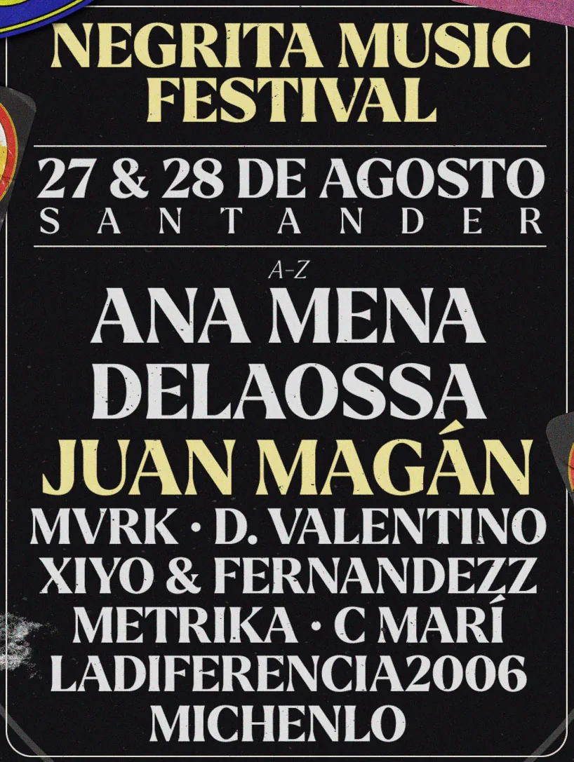Cartel oficial de Negrita Music Festival Santander 2026 con los artistas de los dos días.