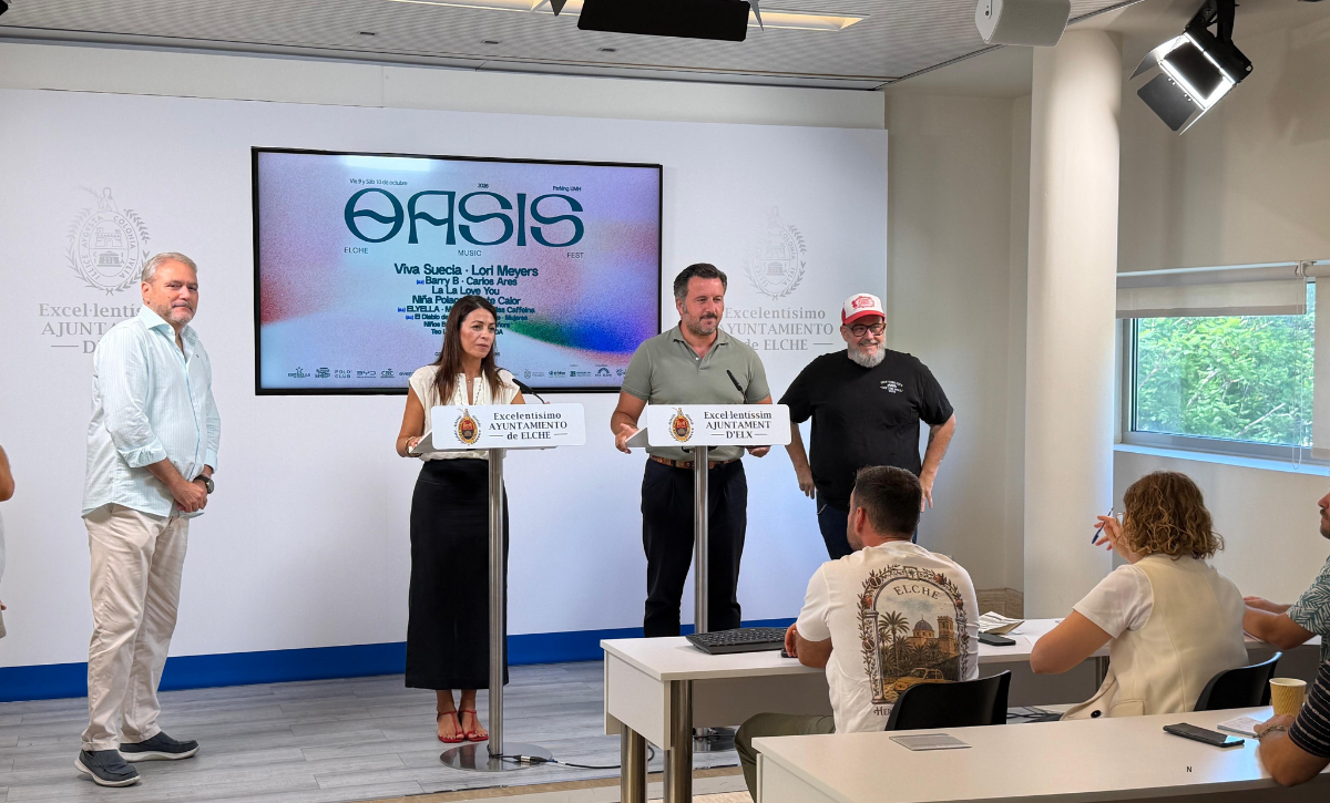 Presentación del cartel de Oasis Music Fest 2026 en el Ayuntamiento de Elche