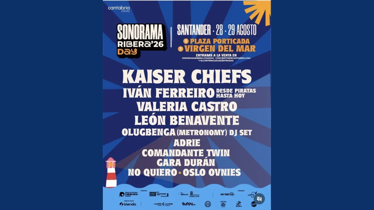 Cartel oficial de Sonorama Ribera Day Santander 2026 adaptado a formato horizontal.