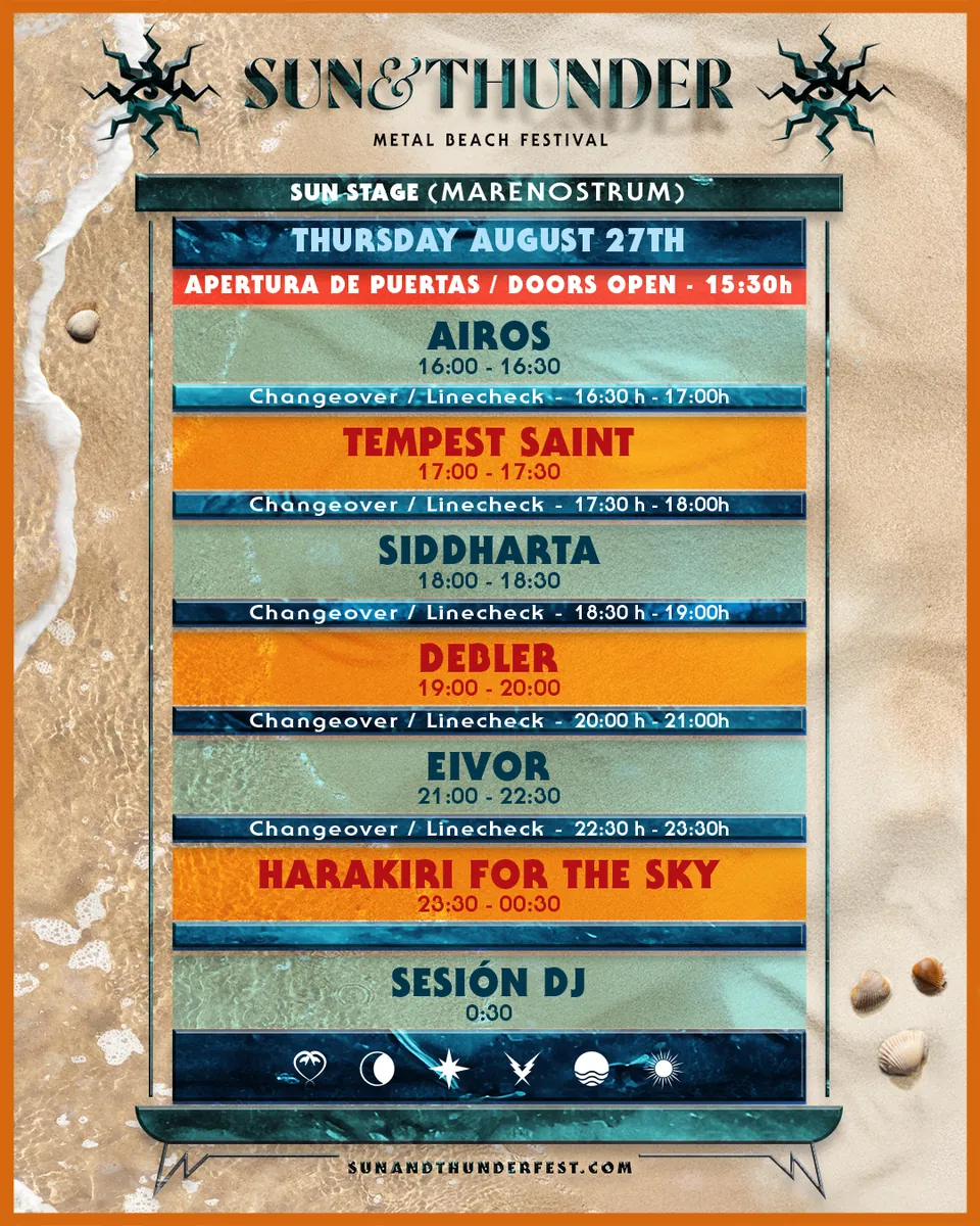 Horarios del jueves de Sun and Thunder 2026