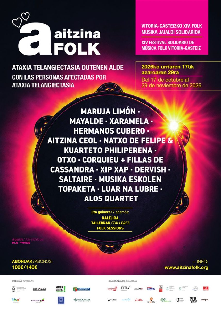 Cartel completo de Aitzina Folk 2026 con artistas y fechas