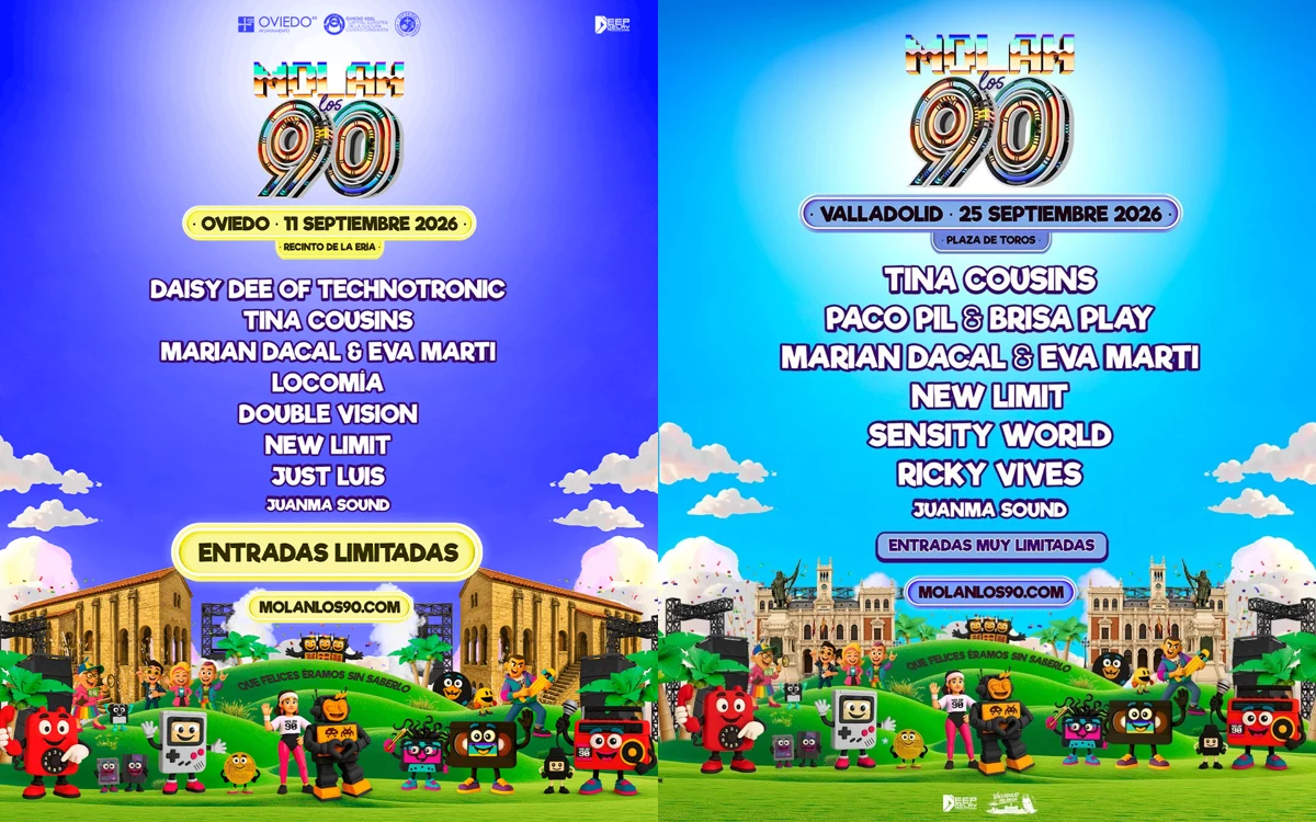 Carteles oficiales de Molan los 90 en Oviedo y Valladolid