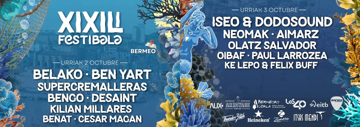 Cartel oficial de Xixili Festibala 2026 con Belako e Iseo & Dodosound