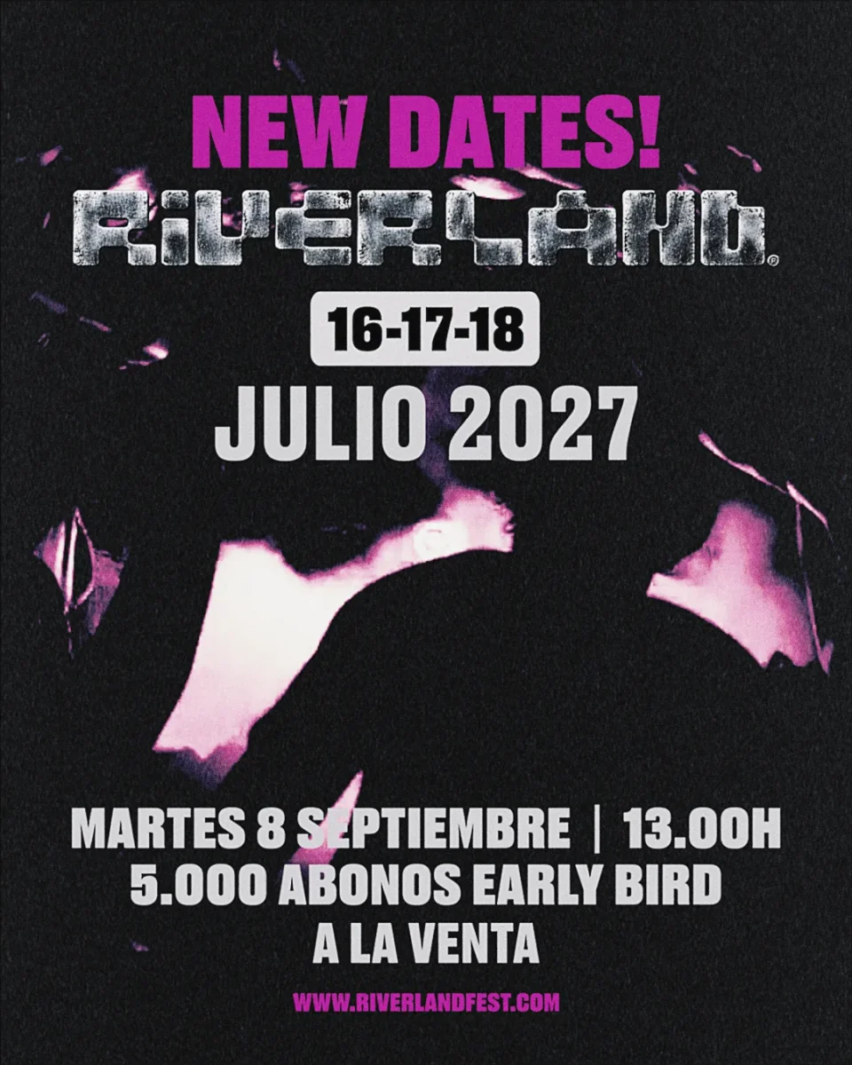 Cartel con las fechas de Riverland Fest 2027 en Arriondas