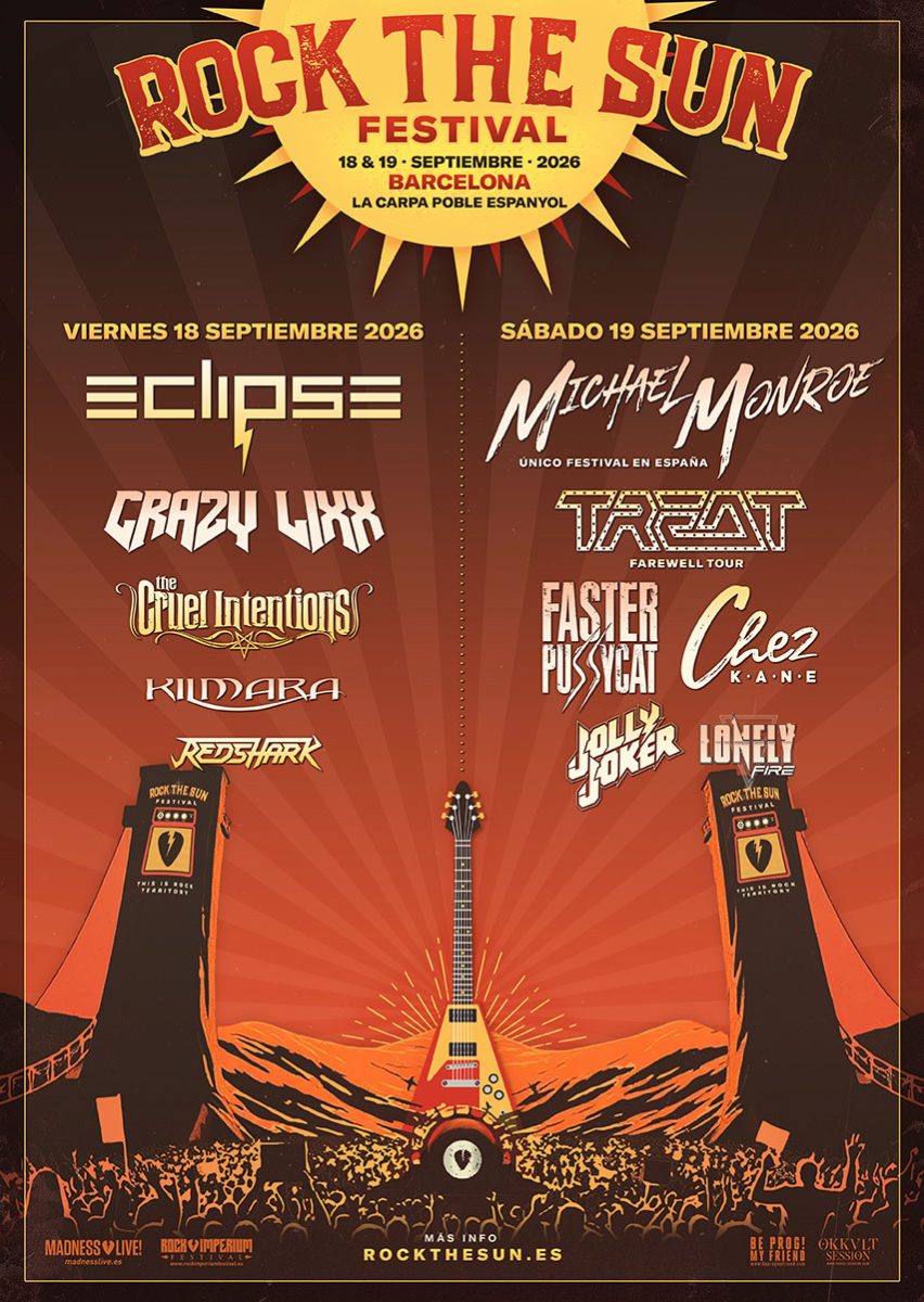 Cartel de Rock The Sun 2026 con Eclipse y Michael Monroe