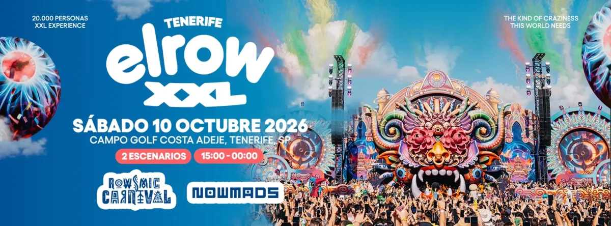 Cartel oficial de Elrow Tenerife XXL del 10 de octubre de 2026