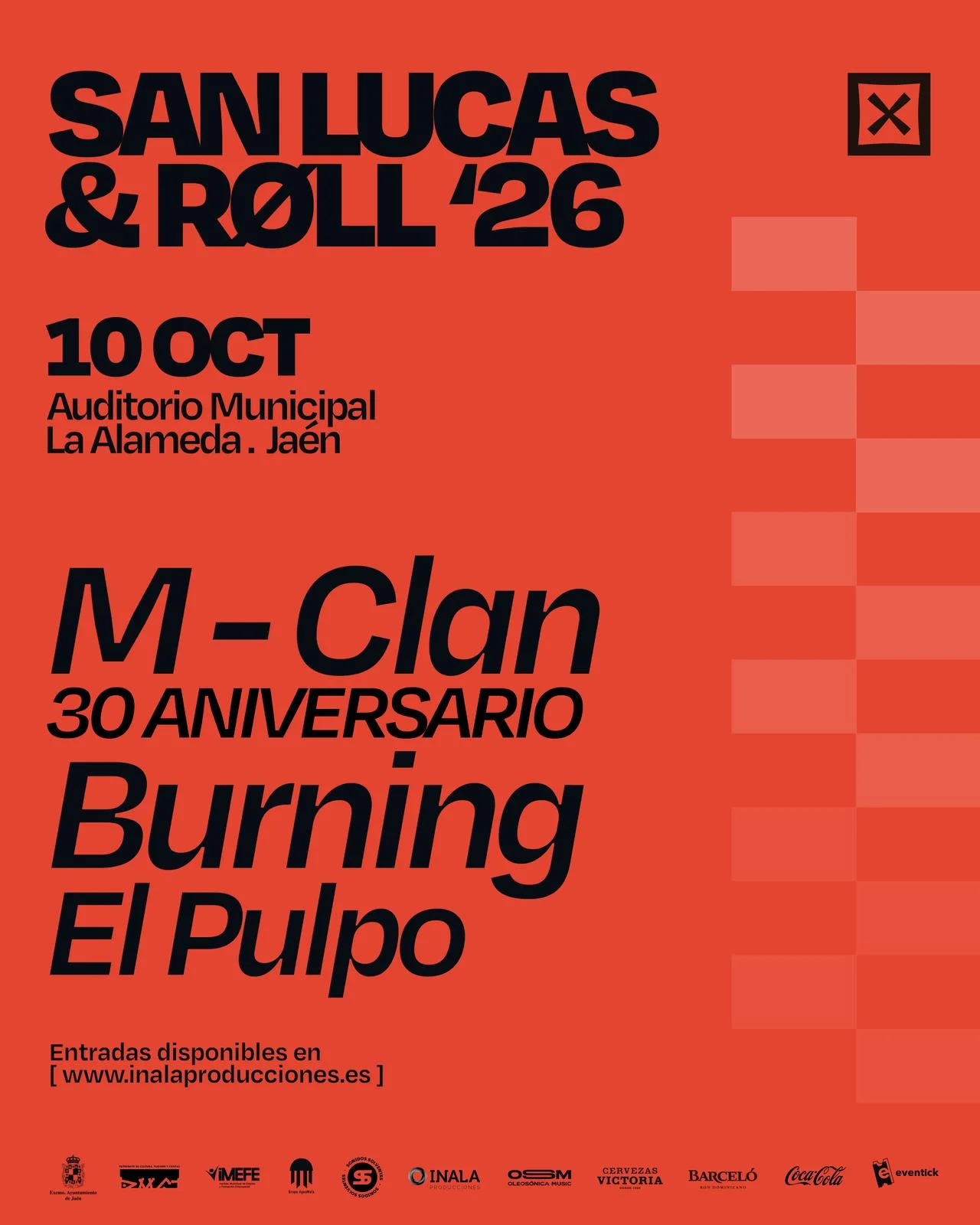 Cartel oficial de San Lucas & Roll 2026 con M-Clan, Burning y El Pulpo