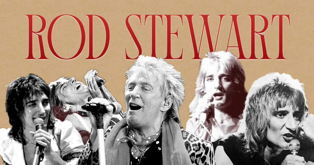 Rod Stewart en el montaje promocional de su web oficial