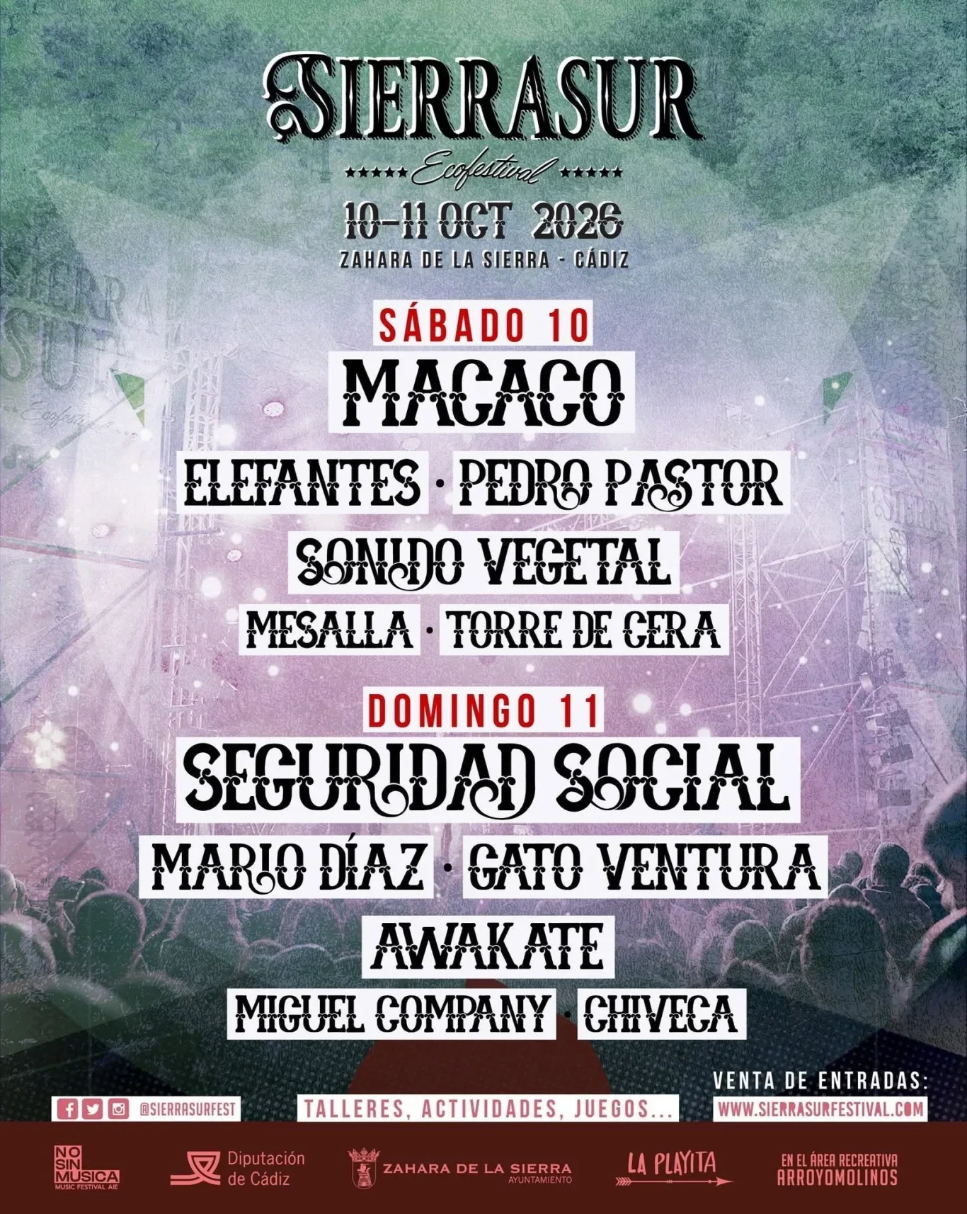 Cartel de artistas de Sierra Sur Ecofestival 2026