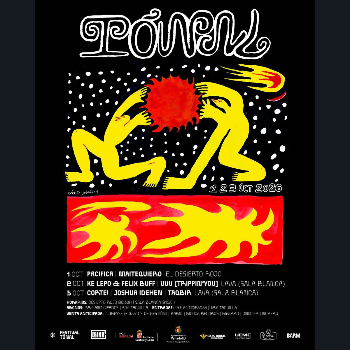 Cartel de Tónal 2026 con programación del 1 al 3 de octubre en Valladolid