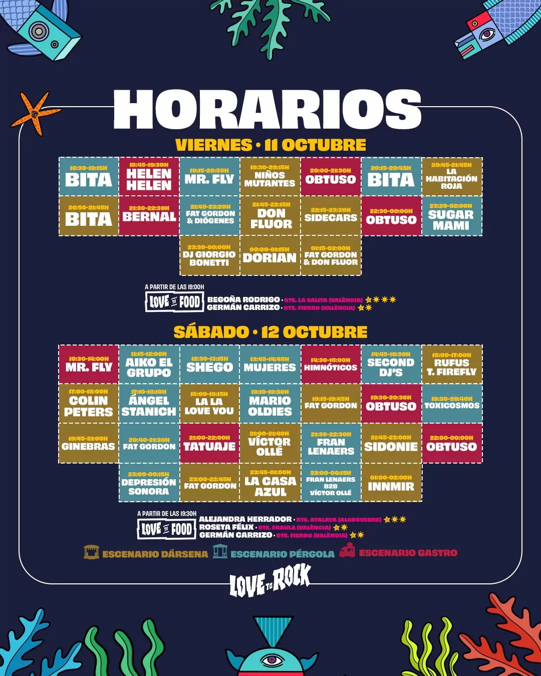 Horarios por dias Love to Rock 2024