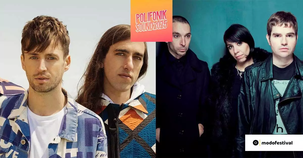 Cartel del festival PolifoniK Sound 2025 con las bandas Crystal Fighters y Dorian como cabezas de cartel