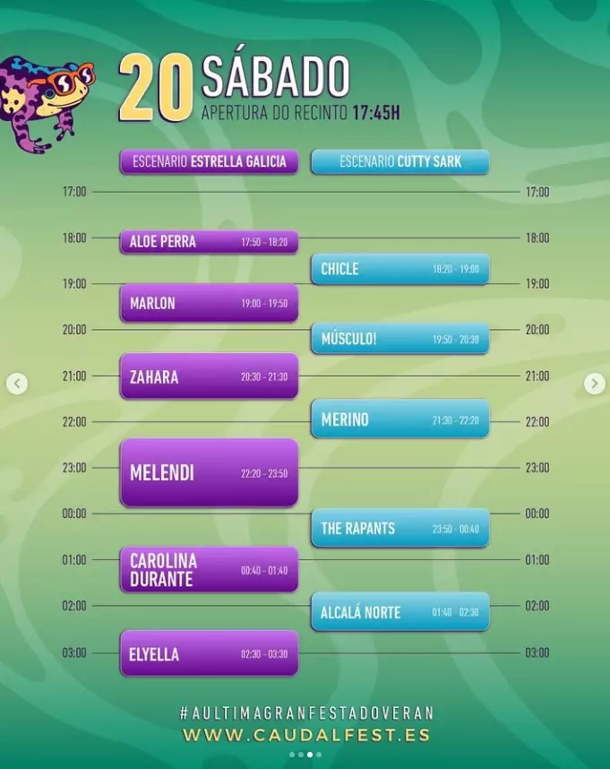 Caudal Fest 2025 horarios Sabado