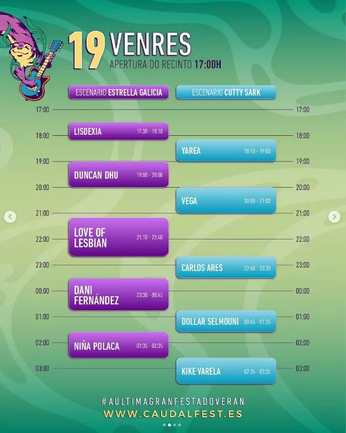 Caudal Fest 2025 horarios Viernes